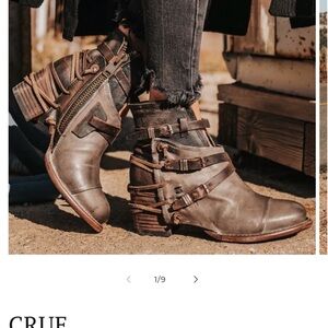 Freebird Gray Ankle Boots with Buckle Detail